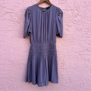 NEW Current Air by Anthropologie Purple Smocked Dress Leopard Print Size Medium